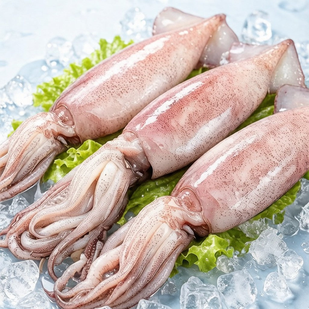 Raw squid close up