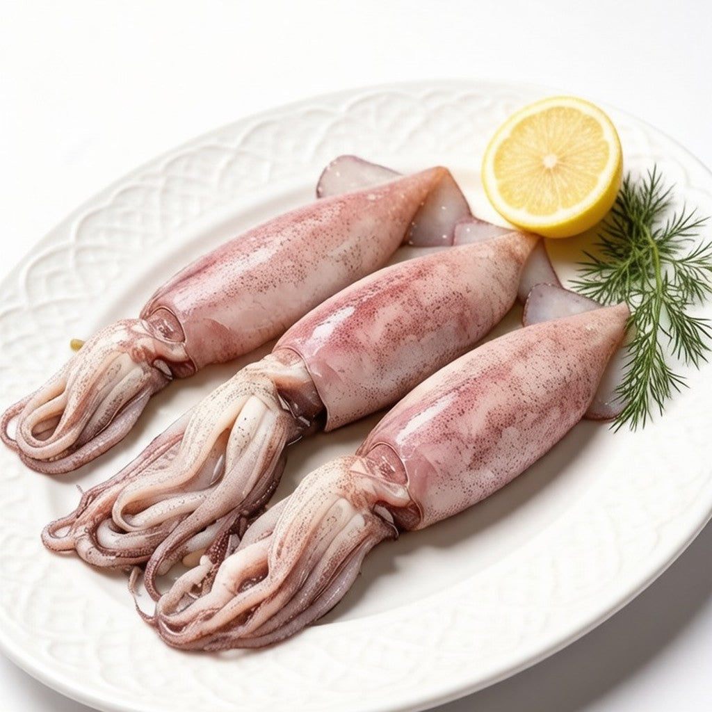Whole squid plated with lemon