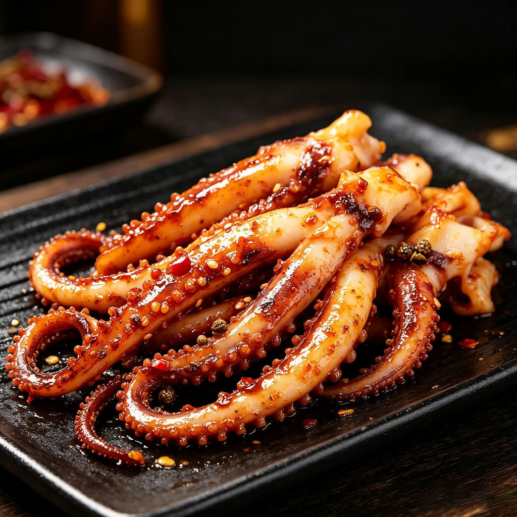 Grilled squid tentacles