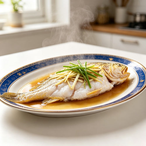 Steamed whole yellow croaker